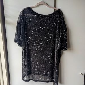 Sheer Black Sparkly Black Plus Sized Top